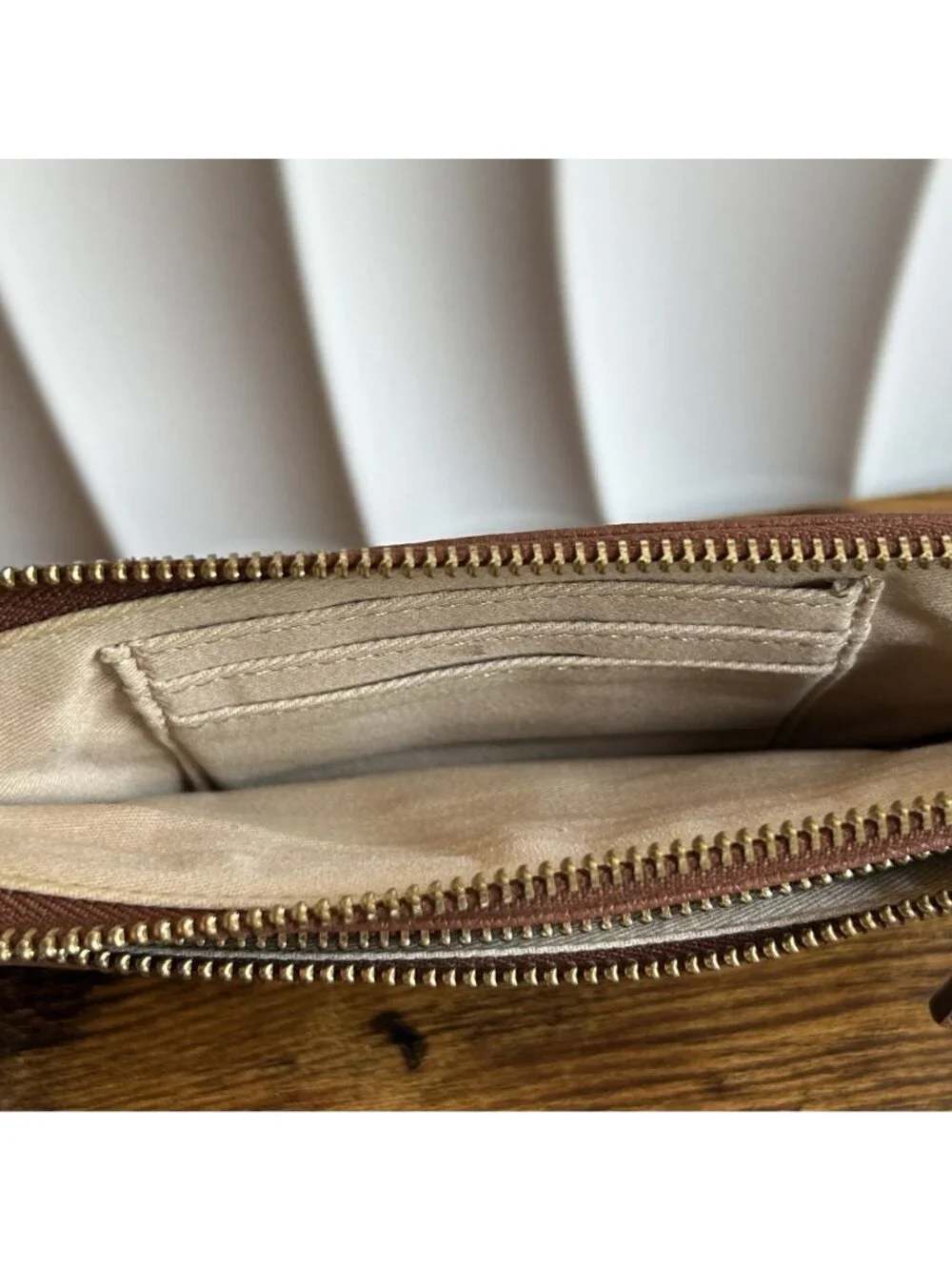 Jason Wu Brown Leather Wristlet Wallet Gold Hardware Multi Zipper Compartments